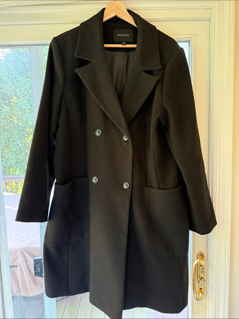 Women’s Banana Republic Black Double-Breasted Pea Coat - Size XL
